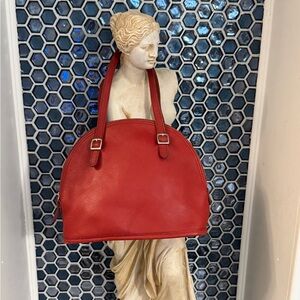 COACH 9050 Vintage Satchel Red Leather Dome Hand Bag Shoulder EUC